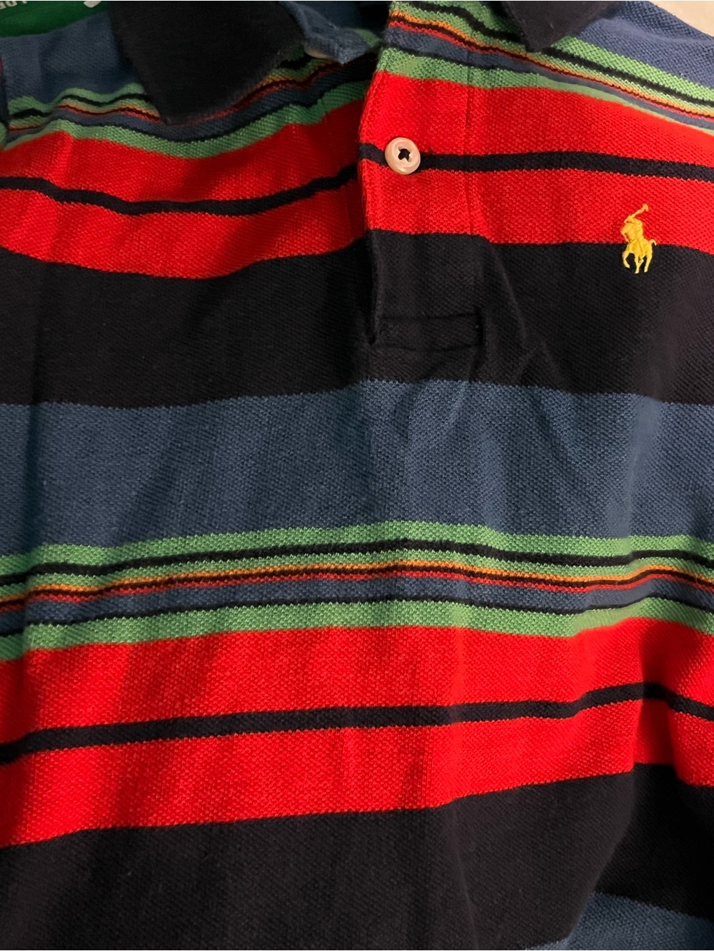 Polo by Ralph Lauren Striped Rugby Polo in Red, Navy & Green